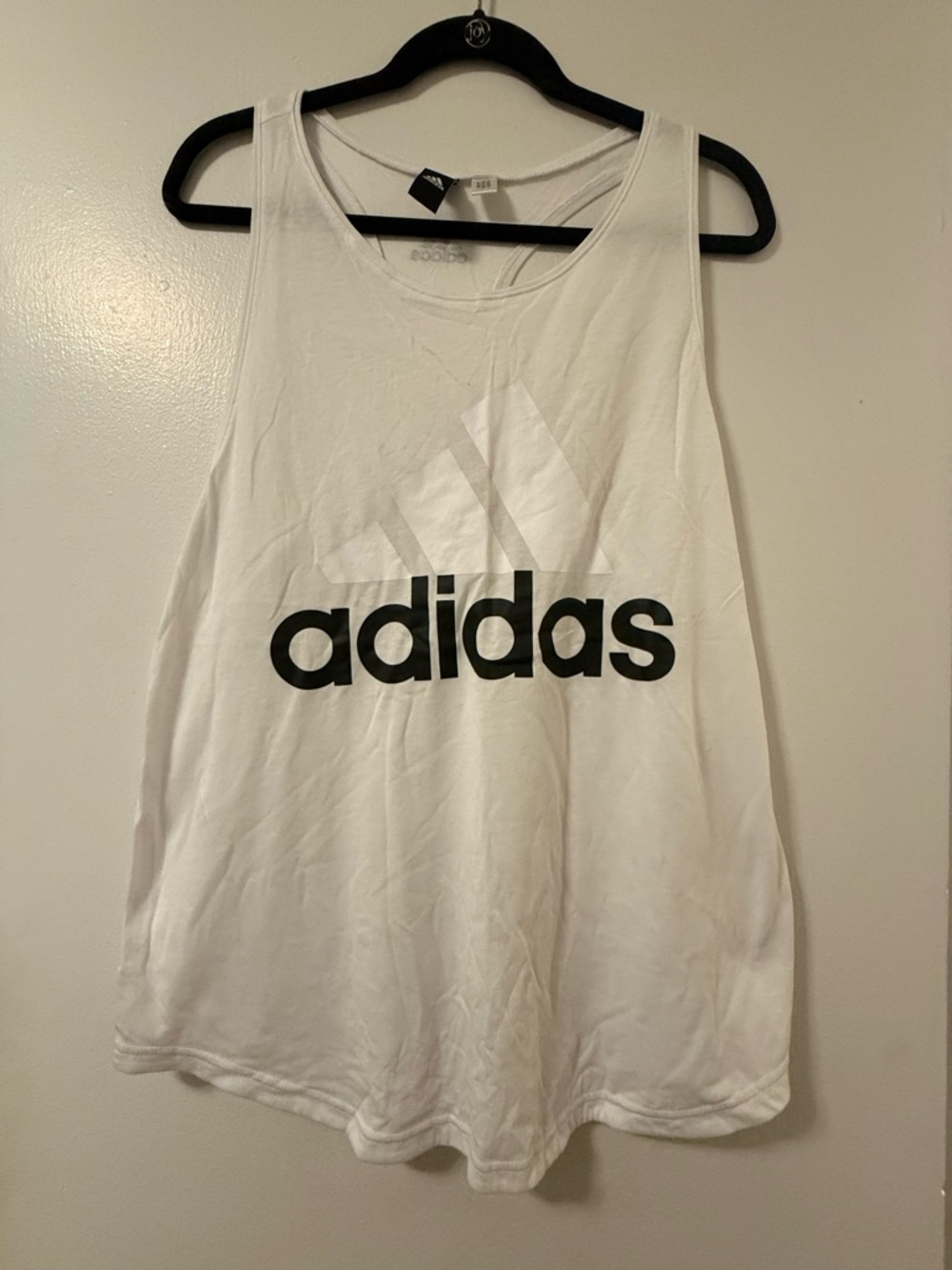adidas White Tank Top with Black Logo
